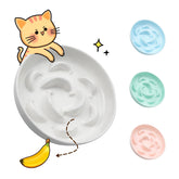 PTOBER ceramic cat slow feeder bowl in ivory pastel enhances calm dining experiences.