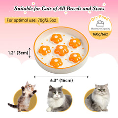PTOBER slow-feeder bowl features wide 6.3 inch diameter to protect whiskers during meals.