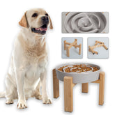 PTOBER elevated slow-feeder bowl setup promotes calmer, paced meals for dogs.