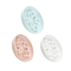 PTOBER slow feeder bowl with floral maze in white promotes mindful meals.