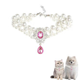 PTWSF Pearls collar pink XS closeup highlights sparkling rhinestones for photogenic pet moments