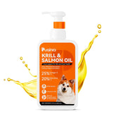 PUAINTA krill-salmon-oil-dogs-cats-bottle supports healthy skin and shiny coats.