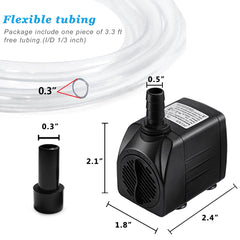 PULACO 160GPH pump side profile showing compact design for small spaces.
