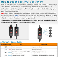 PULACO 50W heater submerged installation demonstrates proper submersion for consistent warmth
