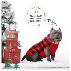 PUMYPOREITY Plaid knit dog sweater back with leash hole for outdoor walks