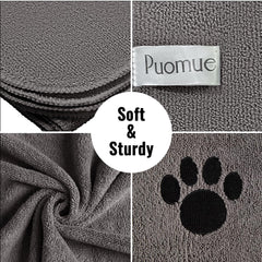Puomue microfiber dog towel soft plush texture for gentle contact