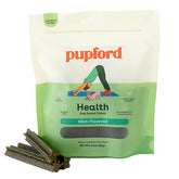 Pupford dental chews packaging highlighting natural ingredients for daily dog dental care