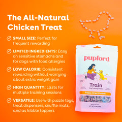 Pupford freeze-dried training treats chicken 4oz 3pack back—compact, mess-free packaging