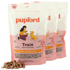 Pupford freeze-dried training treats chicken 4oz 3-pack front—portable reward for training
