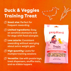 Pupford Freeze Dried Training Treats ingredients close-up showing simple four-ingredient formula