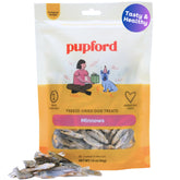 Pupford minnows bag image highlights premium USA-made treats for training rewards.