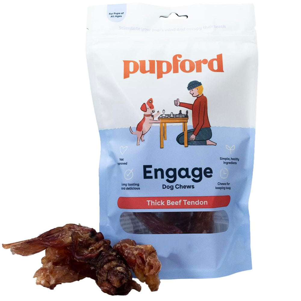 Pupford Thick Beef Tendon Chews bag—long-lasting natural treat for dogs.