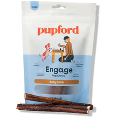 Pupford Thick Bully Sticks 6-inch packaging, odor-controlled chewing.