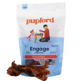 Pupford Turbo Beef Tendon Chews close-up shows rich texture for satisfying, long-lasting chewing.