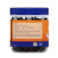 PupGrade beef-flavored chews dog enjoying taste and joint comfort.