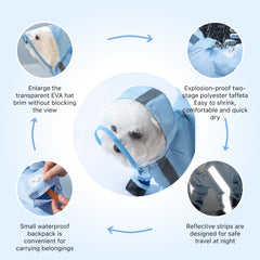 PupMist raincoat blue built-in waterproof backpack for essentials