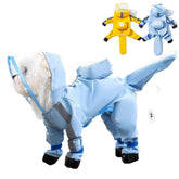 PupMist small dog raincoat legs blue front view for dry, comfortable walks