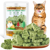 PuPoPan cat grass teething stick crunch visually demonstrates dental care and tasty texture.
