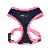Puppia Soft Harness II Navy M on a dog for comfortable, controlled walks