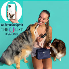 Puppington built-in poop bag dispenser keeps bags ready for quick cleanup.