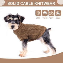 Puppishy dog sweater khaki XS turtleneck close-up on cozy neck ribbing