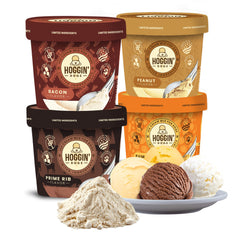 Puppy Cake Hoggin-Dogs ice cream mix packaging shows natural ingredients.