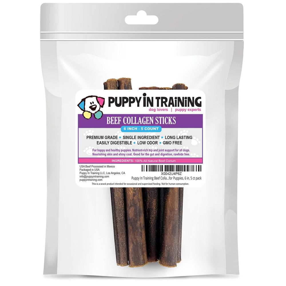 Puppy In Training beef collagen stick pack front view showing rawhide-free chew option for puppies