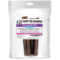 Puppy In Training beef collagen stick pack front view showing rawhide-free chew option for puppies