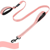 PuppyDoggy 6ft dog leash pink dual handles for versatile control on walks