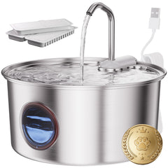 Puppyspout cat water fountain stainless steel 108oz highlights durable, safe drinking for pets.