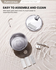 Puppyspout stainless steel cat fountain top view highlights compact footprint