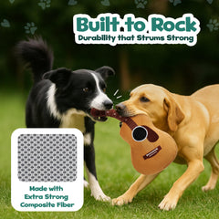 PUPROAR Acoustic Guitar Dog Toy during fetch and toss games with soft plush