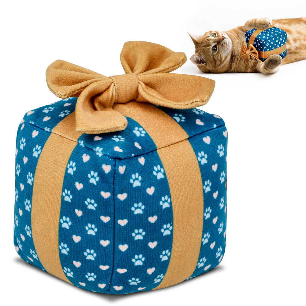 PUPROAR Gift Box Catnip Toy plush, perfect festive gift for indoor cats.