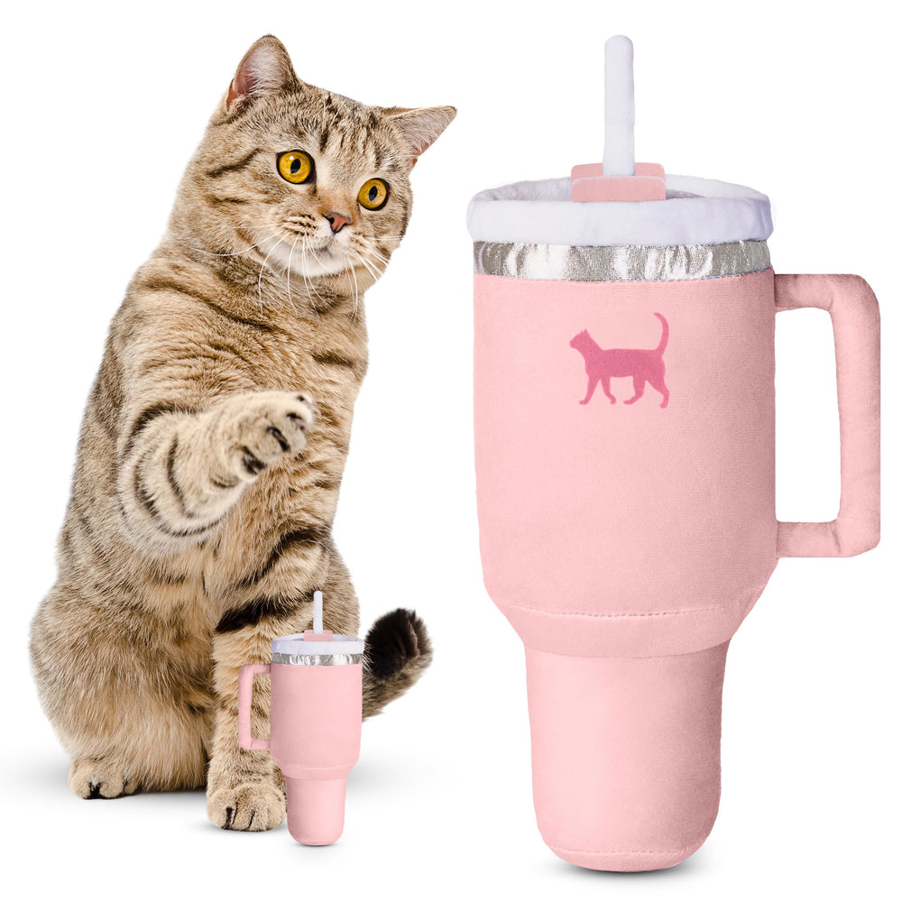 PUPROAR Kitty Cup catnip toy with pink tumbler design sparks playful indoor engagement