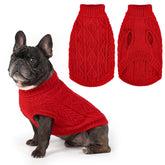 PUPTECK dog sweater closeup showcases warm turtleneck knit for chilly walks.