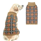 PUPTECK dog sweater plaid back view, showcasing warm winter protection.