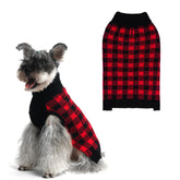 PUPTECK dog sweater plaid front view keeps dogs warm on chilly fall walks.