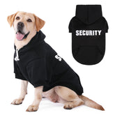PUPTECK Security Dog Hoodie front view in black showing warm snug fit for cold walks.