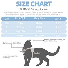 PUPTECK cat harness sky blue with leash attachment for controlled exploration