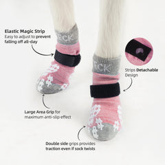 PUPTECK dog wearing socks on leg shows traction and paw protection