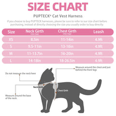 PUPTECK harness four-point adjustments ensure a secure, growing-cat fit.