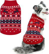 PUPTECK Christmas dog sweater with red tree and snowflake design for festive photos