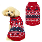 PUPTECK Christmas dog sweater with red tree snowflake design for festive walks.