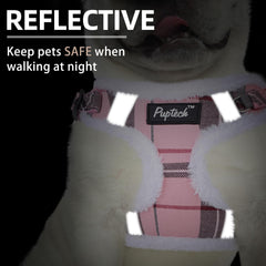 PUPTECK harness demonstrates no-pull chest design reducing neck strain.