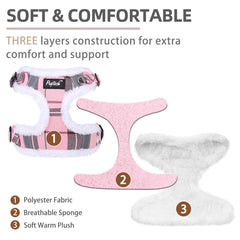 PUPTECK harness close-up highlighting reflective strips for night safety.