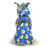 PUPTECK dog raincoat with hood in blue duck keeps your dog dry.