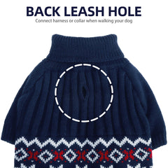 PUPTECK dog sweater blue knit fabric offers soft stretch for all-day comfort