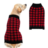 PUPTECK plaid front view dog sweater for cozy outdoor walks.