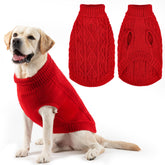 PUPTECK dog sweater red L front view promotes warm knitwear for winter walks.