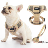 PUPTECK soft mesh harness close-up showcases plaid pattern for stylish daily walks.